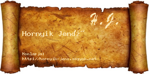 Hornyik Jenő névjegykártya